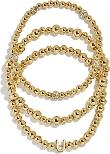 Vista 35 de BaubleBar Juego de pulsera Pisa para mujer, tres pulseras de cuentas chapadas en oro, joyería de moda, regalo de moda