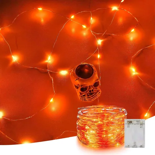 Vista 8 de Guirnalda de luces LED, serie de luces impermeables de 16.4 pies, funciona con pilas para bodas, hogar, jardín, fiesta, decoración de Navidad