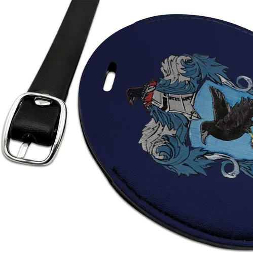 Vista 2 de Harry Potter Ravenclaw - Placa de identificación de piel redonda con escudo pintado