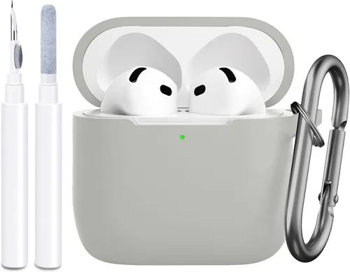 Vista 24 de Funda compatible con AirPods de 4ª generación, funda de silicona protectora suave con kit de limpieza, accesorios para Apple AirPods 4 Gen 2024, LED
