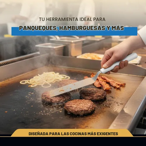 Vista 7 de Basics P94855 - Espátula para hamburguesas (6 x 3 pulgadas), color blanco con mango de polipropileno