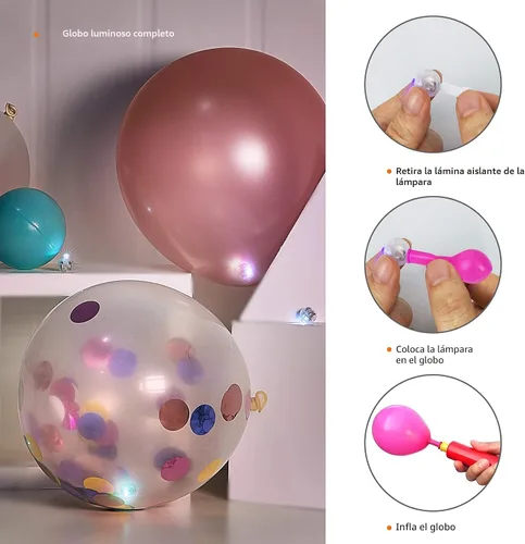 Vista 3 de Aogist - 50 piezas de luces de globo con gancho, tiempo de espera prolongado, mini luz impermeable para fiesta de cumpleaños, boda, Navidad