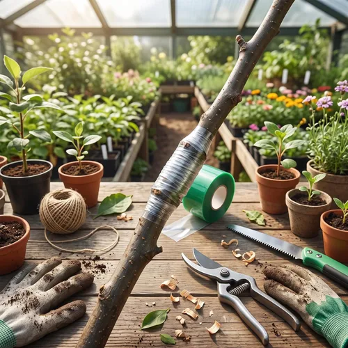 Vista 4 de Cinta autoadhesiva de injerto para plantas, cinta de injerto de polietileno elástica de 328 pies para árboles frutales, flores, bonsái tomate, cinta