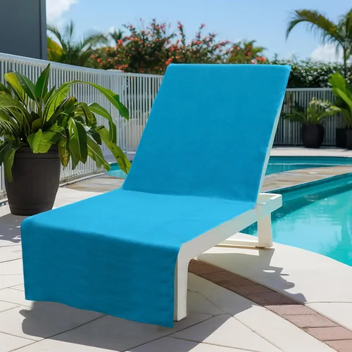 Vista 3 de COTTON CRAFT Funda para sillón de piscina - Paquete de 2 - Aqua Oversized 32 inch Wide x 82 inch Long & 7 inch Pocket Beach Chaise Cover - Soft