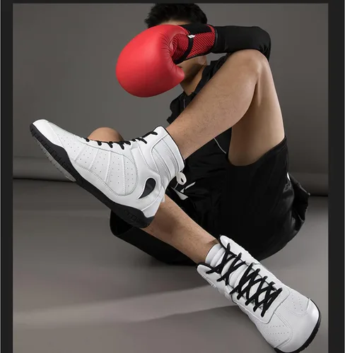 Vista 7 de Zivopah Zapatos de lucha libre para hombre, ligeros, transpirables, zapatos de entrenamiento de cuero para adultos