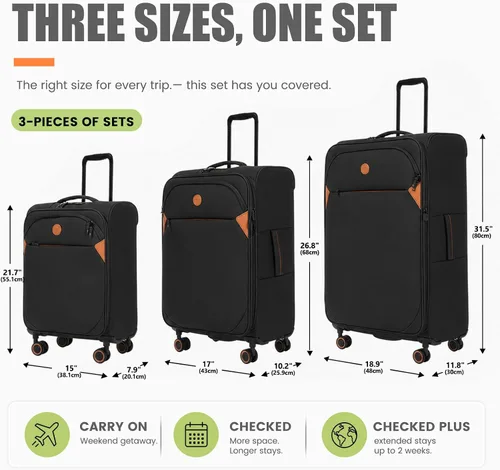 Vista 2 de Verage Cambridge - Maleta ligera con ruedas giratorias expandibles, Negro -, Conjuntos de equipaje negro Softside