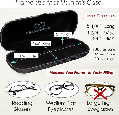 Vista 5 de MyEyeglassCase Estuche para gafas pequeñas para hombre, estuche rígido para lentes y estuche para lectura de tela, estuche delgado y estrecho