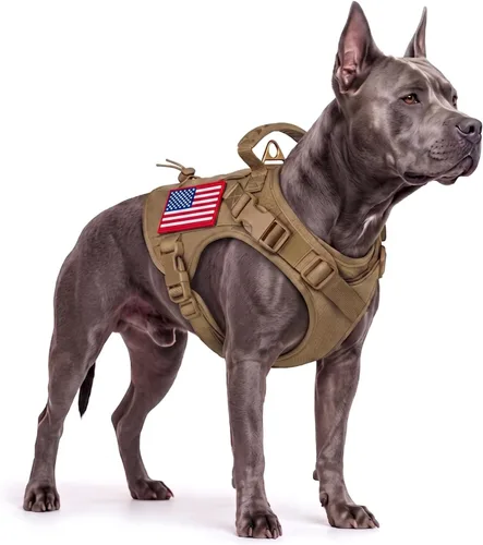 Vista 10 de Arnés táctico para perros pequeños, chaleco para perros de servicio militar con mango de goma, arnés de entrenamiento ajustable K9 con paneles MOLLE