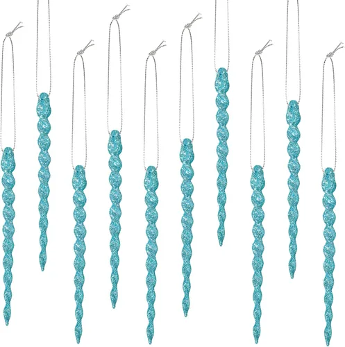 Vista 49 de 30 piezas de carámbanos de plástico trenzados para árbol de Navidad; adornos colgantes para árbol de Navidad, fiesta de Navidad, boda, fiesta