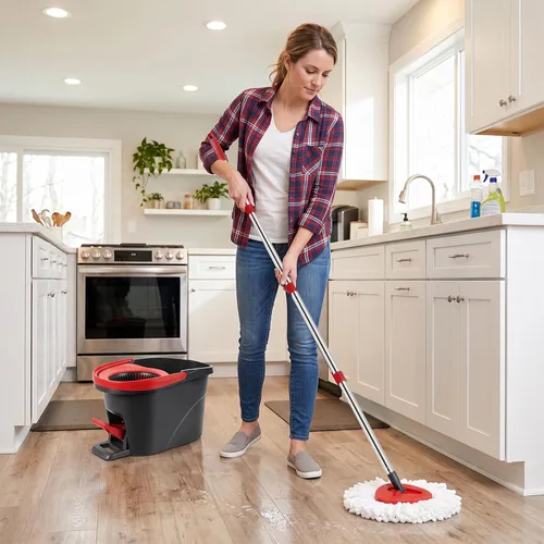 Vista 7 de Spin Mop Replacement Head, Brush, Handle, Base for O Cedar 1 Tank System Red