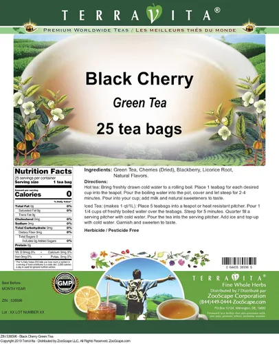 Vista 2 de Té verde cereza negra (25 bolsitas de té, ZIN: 538596)