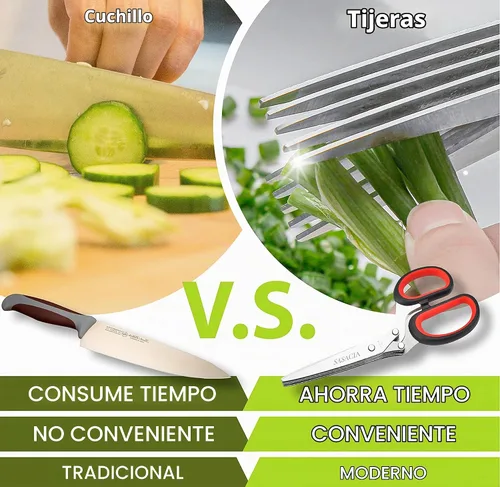 Vista 6 de Tijeras de hierbas con 5 cuchillas y kit de limpieza, tijeras de cocina de acero inoxidable para hierbas, lechuga, cilantro, aptas para Rojo y negro