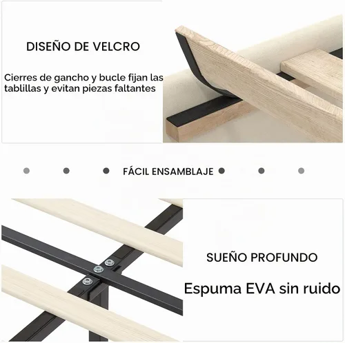 Vista 7 de VECELO Base de cama tamaño King con cabecera tapizada, color beige