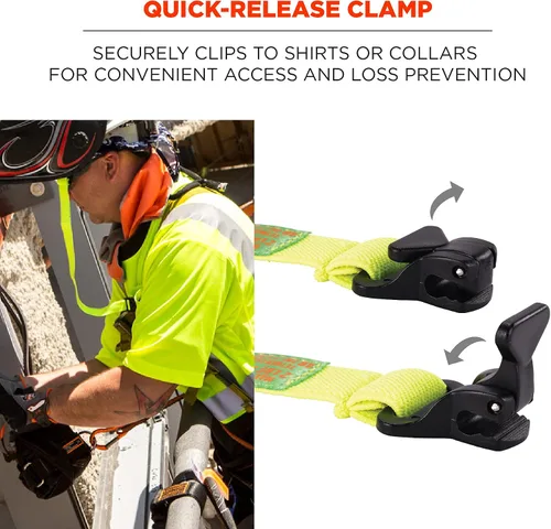 Vista 3 de Ergodyne Squids 3155 Lanyard with Clamp End, Easily Attaches to Hard Hat, Tools or Small Valuables, Weight Capacity 2 lbs