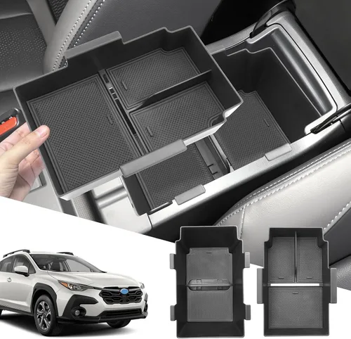 Vista 12 de SXCY 2 unidades para Subaru Crosstrek/Impreza 2024-2026 Organizador de consola central [bandeja para reposabrazos + bandeja de consola frontal]