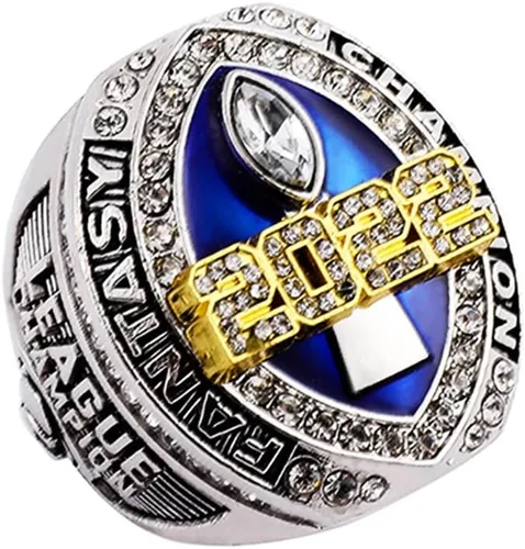 Vista 4 de Anillo del campeonato de fútbol de fantasía 2022 Anillo pesado de campeón FFL Trofeo de premio chapado en oro y plata para el ganador de la Liga
