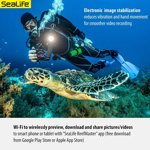 Vista 6 de SeaLife ReefMaster RM-4K Cámara de acción subacuática con video 4K e imágenes fijas de 14 mp, modos de escena subacuática, lente gran angular