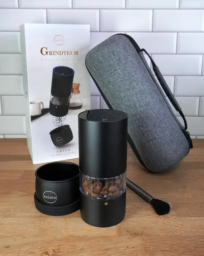 Vista 2 de PALICO GrindTech PREM - Molinillo de café eléctrico recargable portátil, base de carga inalámbrica con tipo C, 20 rebabas cónicas SUS