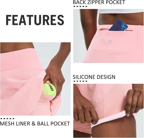 Vista 5 de BALEAF Women's Tennis Skirt Pleated Skirts Golf Skorts for Woman High Waisted Lightweight Athletic with Shorts Pockets