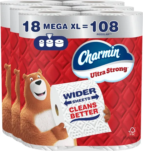 Vista 32 de Charmin Ultra Strong - Papel higiénico, Mega rollo, 18 rollos de 286 hojas por rollo
