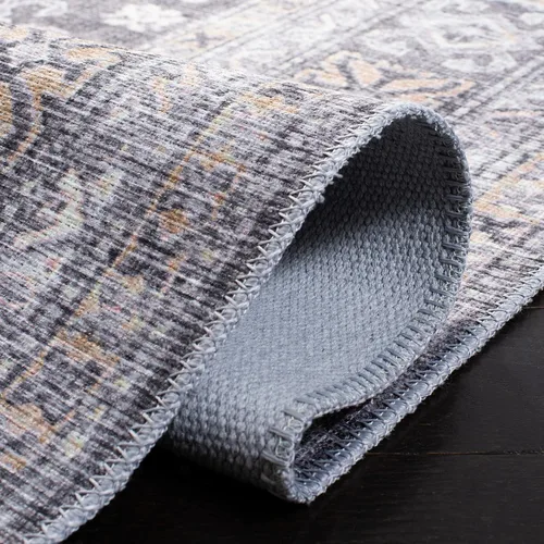 Vista 5 de SAFAVIEH Alfombra lavable Serapi Collection – 6 pies 7 pulgadas, cuadrada, gris y beige, antideslizante y fácil de limpiar, ideal para sala