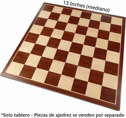 Vista 2 de Erebus - Tablero de ajedrez con incrustaciones de madera de caoba, tamaño mediano de 13 x 13 pulgadas, solo tabla