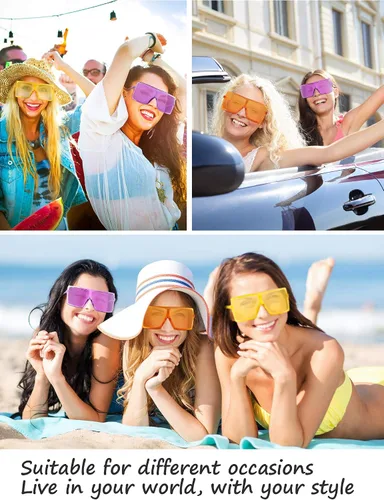 Vista 7 de Frienda Gafas de sol cuadradas de gran tamaño de 3 piezas con parte superior plana de moda