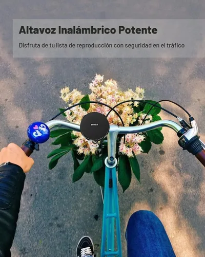 Vista 5 de Inwa Altavoces de bicicleta Bluetooth con modo de tarjeta TF, altavoz portátil inalámbrico impermeable para bicicleta, micrófono integrado