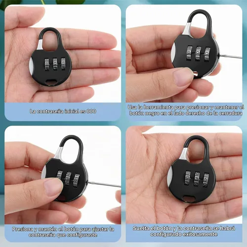 Vista 4 de Moxweyeni Paquete de 10 candados combinados para equipaje, estilo lindo Negro