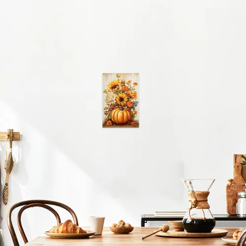Vista 4 de DOARTDO Arte de pared de otoño, imágenes de otoño, decoración de pared, girasoles y calabazas, impresiones en lienzo de cocina, Acción de Gracias
