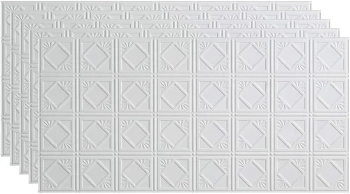Vista 18 de FASÄDE Panel de techo decorativo de vinilo decorativo de estilo tradicional / patrón 4 de 2 x 4 pies en bronce bermudas (paquete de 5)
