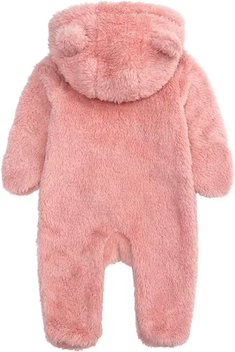 Vista 2 de Overol de forro polar con capucha chaqueta para bebé niño ropa de abrigo para niñas y niñas rosa 0-3 meses