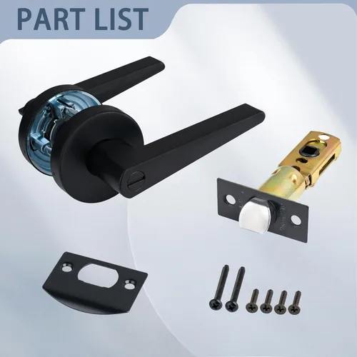 Vista 8 de MD8820-DB-BK-1P - Manija de puerta de privacidad sólida para dormitorio y baño, acabado negro mate