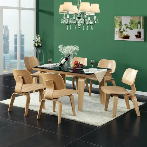 Vista 5 de Modway Fathom Mid-Century Moderna Contrachapado Moldeado Dos Sillas de Cocina y Comedor en Natural