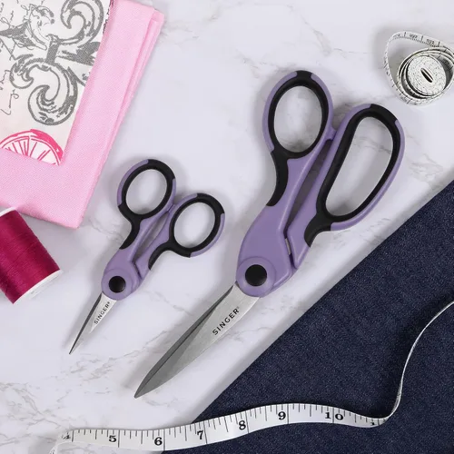 Vista 8 de SINGER ProSeries - Juego de tijeras de tela resistentes de 8.5 pulgadas y 4.5 pulgadas para detalles de manualidades, color morado lila, juego de 2