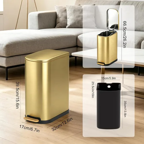 Vista 2 de SYNCVIBE Bote de basura Gold 28