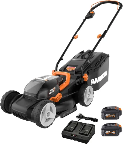 Vista 2 de Worx WG779 - Cortacésped inalámbrico de 40 V y 14 pulgadas + recortadora de cuerdas y soplador de hojas inalámbrico con batería y cargador