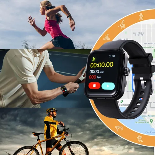Vista 7 de Reloj inteligente con auriculares, pantalla HD de 1.85 pulgadas para hombres, reloj Bluetooth 2 en 1 con monitor de sueño, frecuencia cardíaca