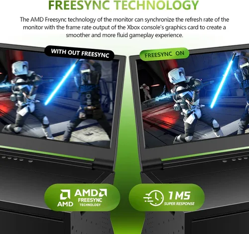 Vista 3 de G-STORY Monitor portátil de 14 pulgadas para Xbox Series X 4K, monitor de juegos portátil IPS para Xbox Series X (no incluido) con dos HDMI, HDR