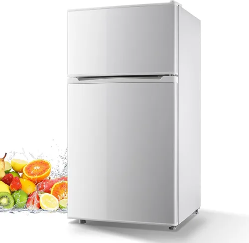 Vista 10 de WANAI Refrigerador compacto de 3.5 pies cúbicos de doble puerta con congelador, refrigerador pequeño con 7 modos TEMP, ahorro de energía, bajo ruido