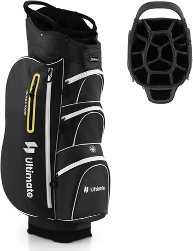 Vista 11 de Bolsa de carrito de golf Tangkula con divisores superiores de 15 vías, bolsa ligera para palos de golf con hueco individual para putter y 7 Gris