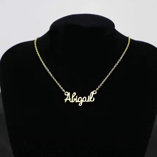 Vista 3 de Awegift - Collar personalizable para mujer con dije de nombre, chapado en oro de 18 quilates, ideal para dama de honor o mamá