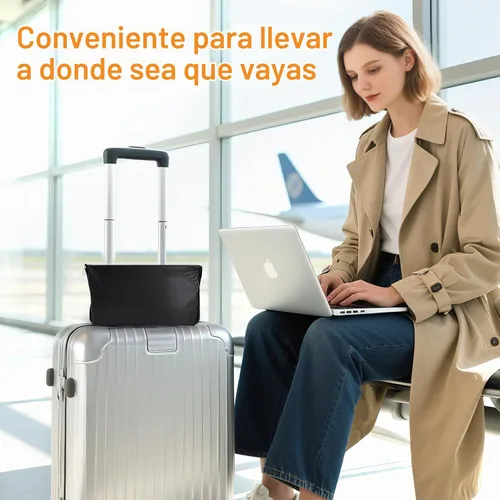 Vista 7 de Almohada reposapiés inflable Maliton para viaje Almohada de viaje para avión para vuelos de avión, Negro, Moderno