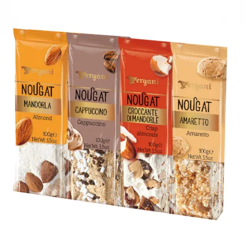 Vista 2 de Vergani Classic Mix - Barras de turrón, sin gluten, paquete de 4, 3.53 onzas cada una Envuelto individu