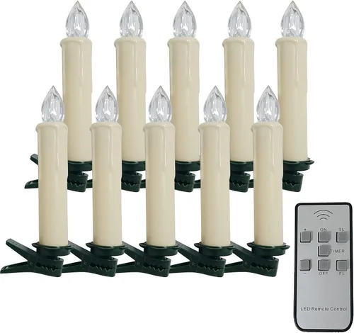 Vista 14 de Velas LED sin llama, 6 velas cónicas blancas con control remoto para decoración de bodas, 4 pulgadas