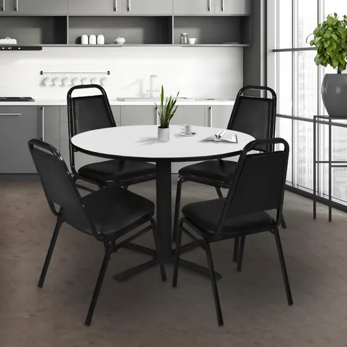Vista 2 de Regency Cain - Mesa redonda para sala de descanso de 48 pulgadas con parte superior laminada duradera, superficie resistente a arañazos y manchas