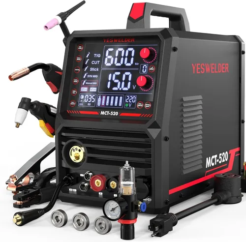 Vista 9 de YESWELDER MP200-PRO Soldador y cortador de plasma Combo, MIG/Pulso MIG/Núcleo de flujo/Levantamiento TIG/Pulso TIG/Stick/Pulse Stick/CORT/Spool Gun