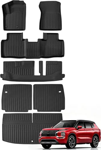 Vista 16 de Alfombrillas para suelo de Dodge Durango 2016-2025 2026 de 6 asientos, protector de carga para todo tipo de clima, TPE resistente, impermeable