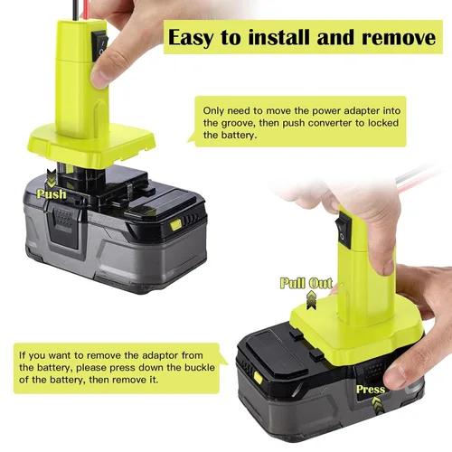 Vista 4 de Convertidor de reducción de 18V a 12V Adaptador para batería Ryobi 18V Convertidor de voltaje DC Regulador de voltaje 15A MAX 180W Convertidor Buck