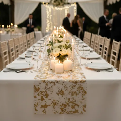 Vista 6 de PapaKit Camino de mesa fino dorado metálico brillante de 11 x 84 pulgadas, paquete de 2 para vacaciones, bodas, fiestas y decoración diaria